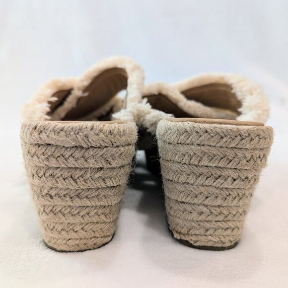 ALTAR'D STATE Wales Furry Espadrille Platform Sandals 9 EUC Cream Tan - Picture 7 of 12